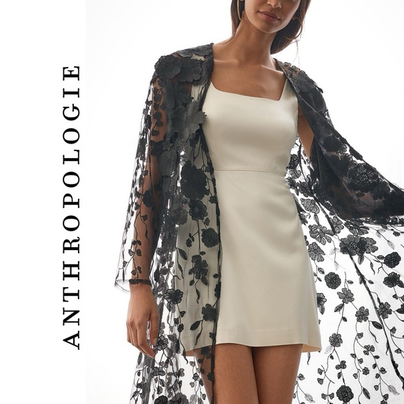 Anthropologie Tops - RARE Anthropologie Maeve 3D Floral Appliqué Kimono